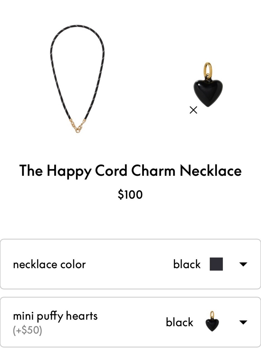 Roxanne Assoulin Black Cord Necklace with Puffy Heart Charm - Picture 7 of 9